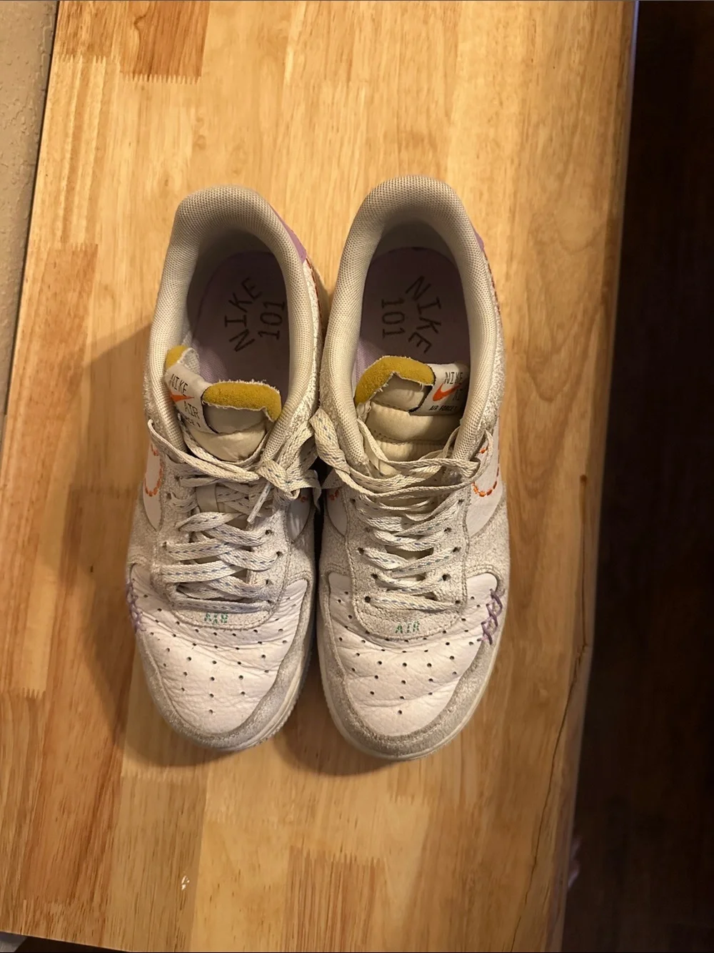 Nike White Sneakers with Purple and Orange Accents